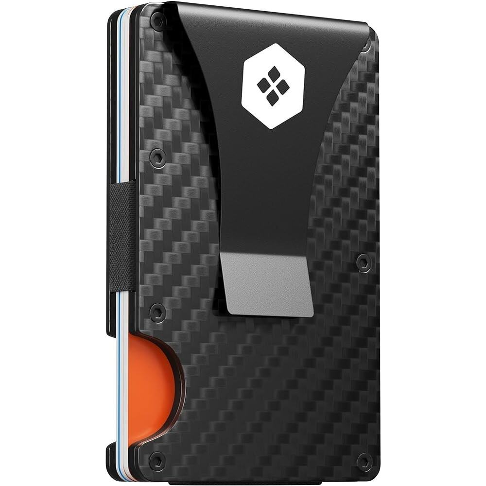 Sorax Minimalist Slim Wallet for Men - Carbon Fiber White Aluminum Money Clip